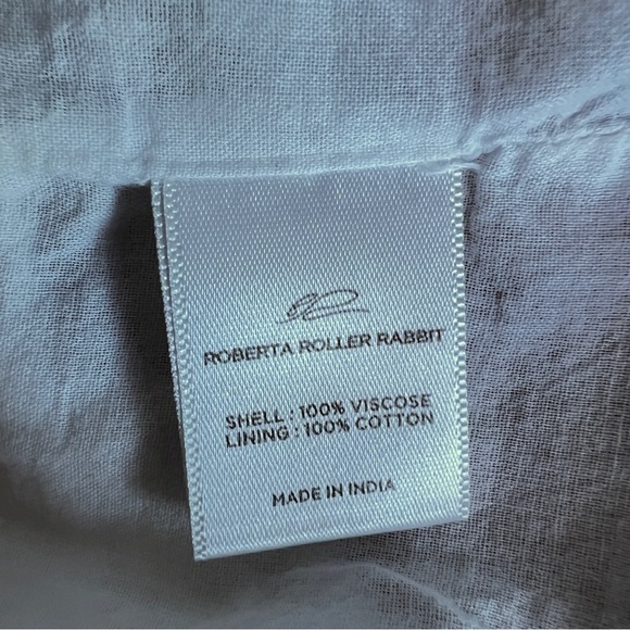 Roberta Roller Rabbit White Blue Block Print Halter Neck Cotton Dress Large - Picture 9 of 12